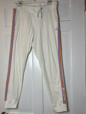 Champion Cream Retro Joggers with Rainbow Side Stripes Champion Women’s M